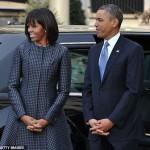 Michelle Obama attended church service in a Thom Browne Coat which was made from fabric inspired by a man's silk tie