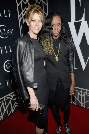 Editor-in-Chief of ELLE Robbie Myers (L) and recording artist Angel Haze.