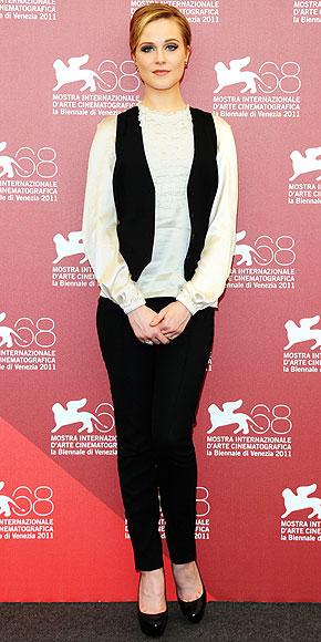 The actress also attended the photocall for "Mildred Pierce" and went for a menswear inspired look