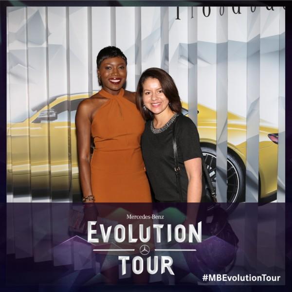 Blogger, Wemi Opakunle attends Mercedes-Benz 2015 Evolution Tour In Los Angeles with guest.