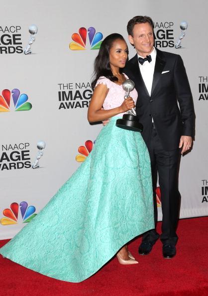 Kerry Washington poses with her onscreen leading man Tony Goldwyn