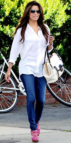 Eva Longoria in an oversized white shirt