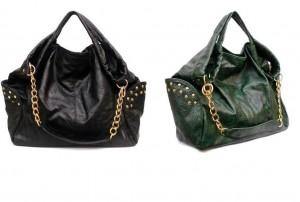 Rue de Chic's "Mimi" Satchel in Black & Green