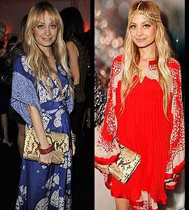 Nicole Richie is bohemian chic accessorizing with this fabulous clutch