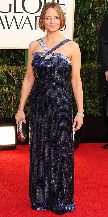 Jodi Foster opted for a blue sequined halter