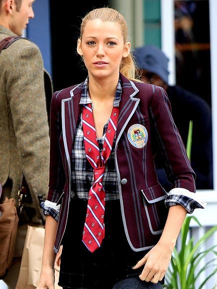 Blake Lively rocks a chic school boy blazer