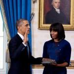Michelle Obama went for Navy blue Reed Krakoff at the inauguration ceremony at the White House