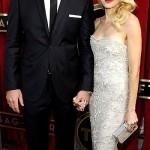 Naomi Watts was soft in gray lace Marchesa