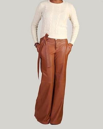 The Faye Highwaisted Wideleg Leather Trousers - Cognac is a hot color for fall and so is the highwaisted, wideleg look which makes the Faye Highwaisted Wideleg Leather Trousers a winner